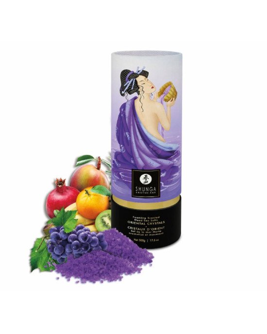 Пінлива сіль для ванни Shunga Dead Sea salt Oriental Crystals — Exotic Fruits (500 г), сіль Мертвого Пінлива сіль для ванни Shunga Dead Sea salt Oriental Crystals — Exotic Fruits (500 г), сіль Мертвого