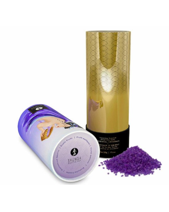 Пінлива сіль для ванни Shunga Dead Sea salt Oriental Crystals — Exotic Fruits (500 г), сіль Мертвого Пінлива сіль для ванни Shunga Dead Sea salt Oriental Crystals — Exotic Fruits (500 г), сіль Мертвого