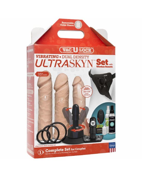 Набір для страпона Doc Johnson Vac-U-Lock VIBRATING Dual Density ULTRASKYN Set: діаметр 3×3,8 см Набір для страпона Doc Johnson Vac-U-Lock VIBRATING Dual Density ULTRASKYN Set: діаметр 3×3,8 см