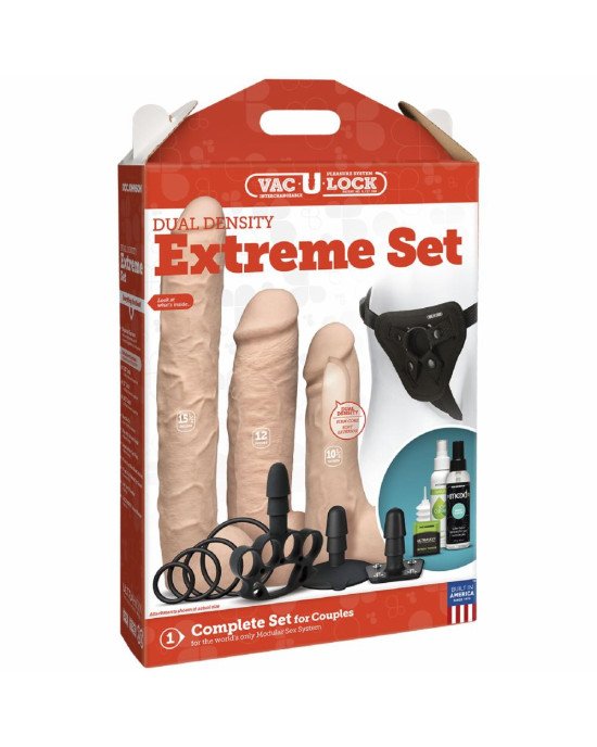 Набір для страпона Doc Johnson Vac-U-Lock Dual Density Extreme Set, діаметр: 7,72 см, 2×6,99 см Набір для страпона Doc Johnson Vac-U-Lock Dual Density Extreme Set, діаметр: 7,72 см, 2×6,99 см