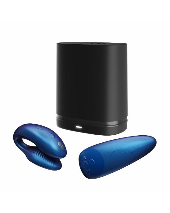 Смарт-вібратор для пар We-Vibe Chorus Cosmic Blue, сенсорне керування вібраціями стисненням пульта Смарт-вібратор для пар We-Vibe Chorus Cosmic Blue, сенсорне керування вібраціями стисненням пульта