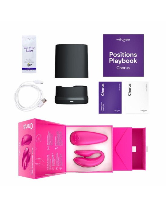 Смарт-вібратор для пар We-Vibe Chorus Cosmic Pink, сенсорне керування вібраціями стисненням пульта Смарт-вібратор для пар We-Vibe Chorus Cosmic Pink, сенсорне керування вібраціями стисненням пульта