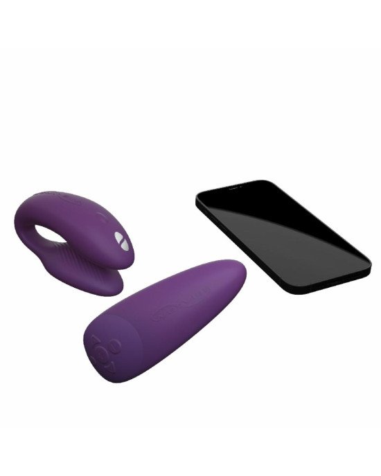 Смарт-вібратор для пар We-Vibe Chorus Purple, сенсорне керування вібраціями стисненням пульта Смарт-вібратор для пар We-Vibe Chorus Purple, сенсорне керування вібраціями стисненням пульта