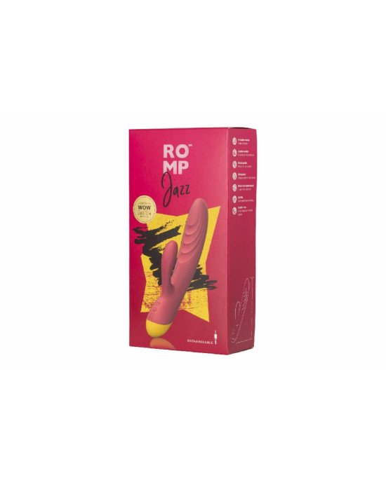 Вібратор-кролик Romp Jazz, гнучкий, особливо м’яка головка, 10 варіантів стимуляції Вібратор-кролик Romp Jazz, гнучкий, особливо м’яка головка, 10 варіантів стимуляції