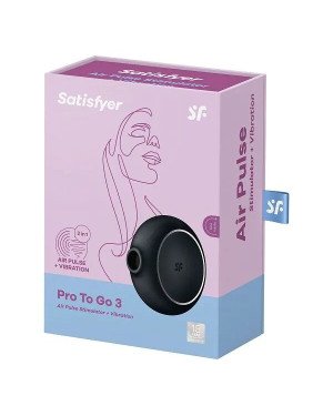 Вакуумний стимулятор із вібрацією Satisfyer Pro To Go 3 Black Вакуумний стимулятор із вібрацією Satisfyer Pro To Go 3 Black
