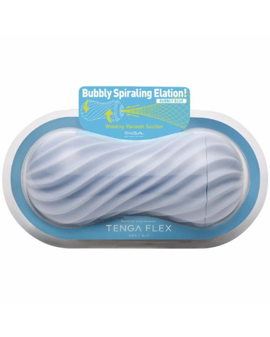 Мастурбатор Tenga FLEX Bubbly Blue зі змінною інтенсивністю, можна скручувати, вакуум Мастурбатор Tenga FLEX Bubbly Blue зі змінною інтенсивністю, можна скручувати, вакуум