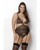 Корсет із пажами Passion Amberly Corset 4XL/5XL black, асиметричний крій, мережива, стрінги Корсет із пажами Passion Amberly Corset 4XL/5XL black, асиметричний крій, мережива, стрінги