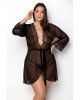 Пеньюар Passion Amberly Peignoir 4XL/5XL black, ажурні декольте та манжети, широкі рукави Пеньюар Passion Amberly Peignoir 4XL/5XL black, ажурні декольте та манжети, широкі рукави