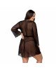 Пеньюар Passion Amberly Peignoir 4XL/5XL black, ажурні декольте та манжети, широкі рукави Пеньюар Passion Amberly Peignoir 4XL/5XL black, ажурні декольте та манжети, широкі рукави