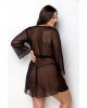Пеньюар Passion Amberly Peignoir 4XL/5XL black, ажурні декольте та манжети, широкі рукави Пеньюар Passion Amberly Peignoir 4XL/5XL black, ажурні декольте та манжети, широкі рукави