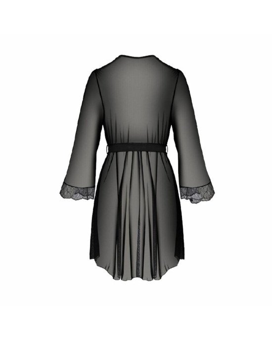 Пеньюар Passion Amberly Peignoir 6XL/7XL black, ажурні декольте та манжети, широкі рукави Пеньюар Passion Amberly Peignoir 6XL/7XL black, ажурні декольте та манжети, широкі рукави