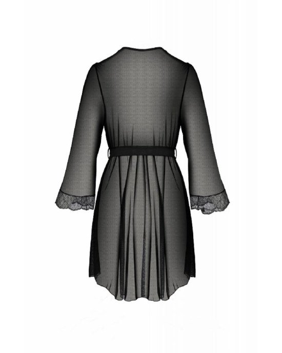 Пеньюар Passion Amberly Peignoir 6XL/7XL black, ажурні декольте та манжети, широкі рукави Пеньюар Passion Amberly Peignoir 6XL/7XL black, ажурні декольте та манжети, широкі рукави