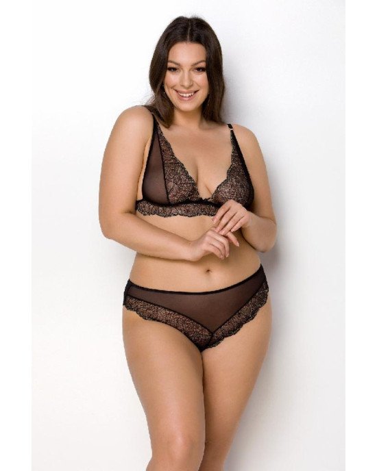 Комплект білизни Passion Amberly Set 4XL/5XL black, ліф, трусики бразиліана, люрексова нитка Комплект білизни Passion Amberly Set 4XL/5XL black, ліф, трусики бразиліана, люрексова нитка
