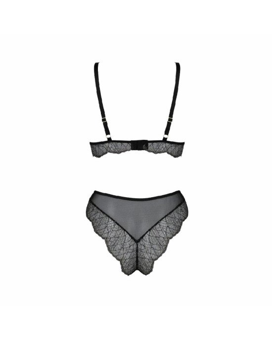 Комплект білизни Passion Amberly Set 4XL/5XL black, ліф, трусики бразиліана, люрексова нитка Комплект білизни Passion Amberly Set 4XL/5XL black, ліф, трусики бразиліана, люрексова нитка
