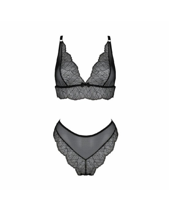 Комплект білизни Passion Amberly Set 4XL/5XL black, ліф, трусики бразиліана, люрексова нитка Комплект білизни Passion Amberly Set 4XL/5XL black, ліф, трусики бразиліана, люрексова нитка
