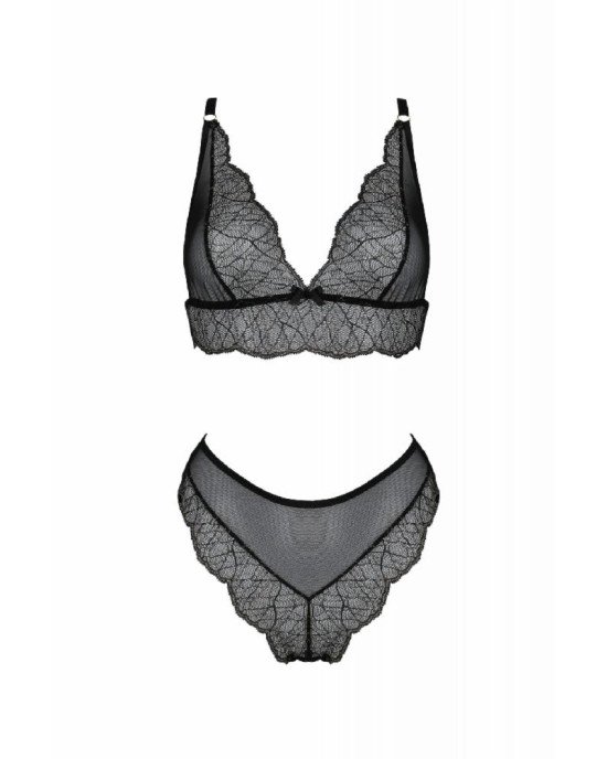 Комплект білизни Passion Amberly Set 6XL/7XL black, ліф, трусики бразиліана, люрексова нитка Комплект білизни Passion Amberly Set 6XL/7XL black, ліф, трусики бразиліана, люрексова нитка