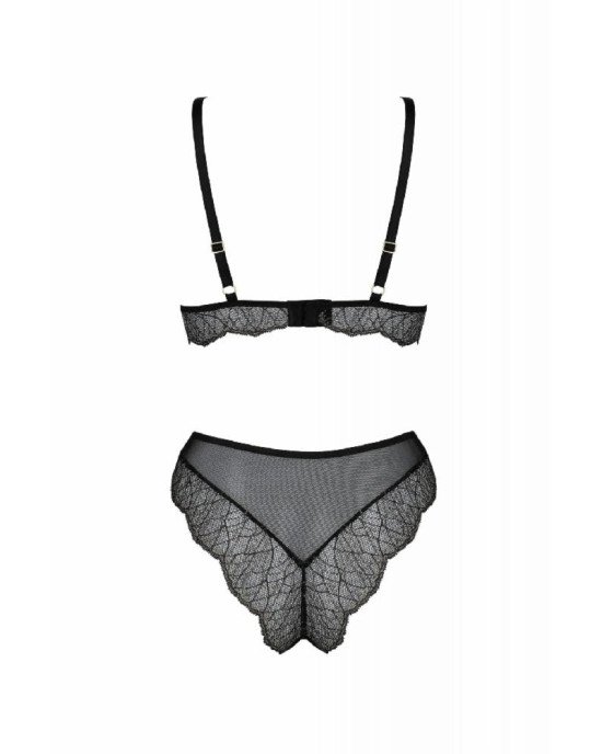 Комплект білизни Passion Amberly Set 6XL/7XL black, ліф, трусики бразиліана, люрексова нитка Комплект білизни Passion Amberly Set 6XL/7XL black, ліф, трусики бразиліана, люрексова нитка