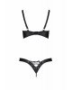 Комплект з екошкіри Passion Celine Bikini 4XL/5XL black, відкритий бра, стрінги зі шнурівкою