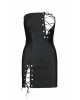 Мінісукня з екошкіри Passion Celine Chemise 4XL/5XL black, шнурівка, трусики в комплекті Мінісукня з екошкіри Passion Celine Chemise 4XL/5XL black, шнурівка, трусики в комплекті