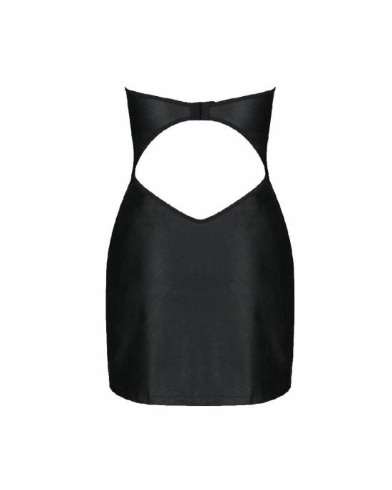 Мінісукня з екошкіри Passion Celine Chemise 4XL/5XL black, шнурівка, трусики в комплекті Мінісукня з екошкіри Passion Celine Chemise 4XL/5XL black, шнурівка, трусики в комплекті