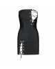 Мінісукня з екошкіри Passion Celine Chemise 4XL/5XL black, шнурівка, трусики в комплекті Мінісукня з екошкіри Passion Celine Chemise 4XL/5XL black, шнурівка, трусики в комплекті