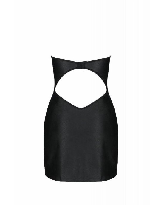 Мінісукня з екошкіри Passion Celine Chemise 6XL/7XL black, шнурівка, трусики в комплекті Мінісукня з екошкіри Passion Celine Chemise 6XL/7XL black, шнурівка, трусики в комплекті