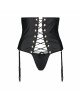 Пояс-корсет з екошкіри Passion Celine Set with Open Bra 6XL/7XL black, шнурівка, пажі, стрінги Пояс-корсет з екошкіри Passion Celine Set with Open Bra 6XL/7XL black, шнурівка, пажі, стрінги