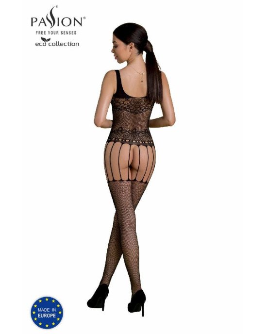 Бодістокінг Passion ECO BS001 One Size black, з доступом, імітація підв’язок, флористичний декор Бодістокінг Passion ECO BS001 One Size black, з доступом, імітація підв’язок, флористичний декор