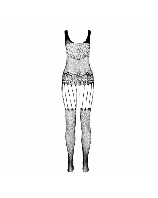 Бодістокінг Passion ECO BS001 One Size red, з доступом, імітація підв’язок, флористичний декор