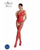 Бодістокінг Passion ECO BS001 One Size red, з доступом, імітація підв’язок, флористичний декор