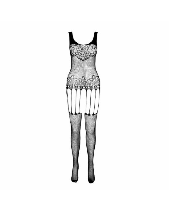 Бодістокінг Passion ECO BS001 One Size white, з доступом, імітація підв’язок, флористичний декор