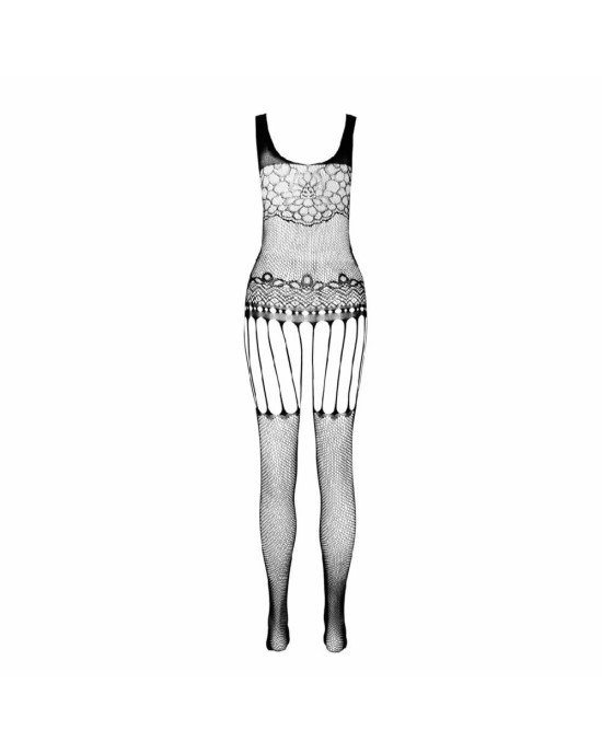 Бодістокінг Passion ECO BS001 One Size white, з доступом, імітація підв’язок, флористичний декор