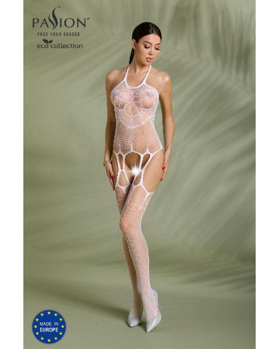 Бодістокінг Passion ECO BS002 white, відкритий доступ, імітація підв’язок, абстрактний малюнок Бодістокінг Passion ECO BS002 white, відкритий доступ, імітація підв’язок, абстрактний малюнок