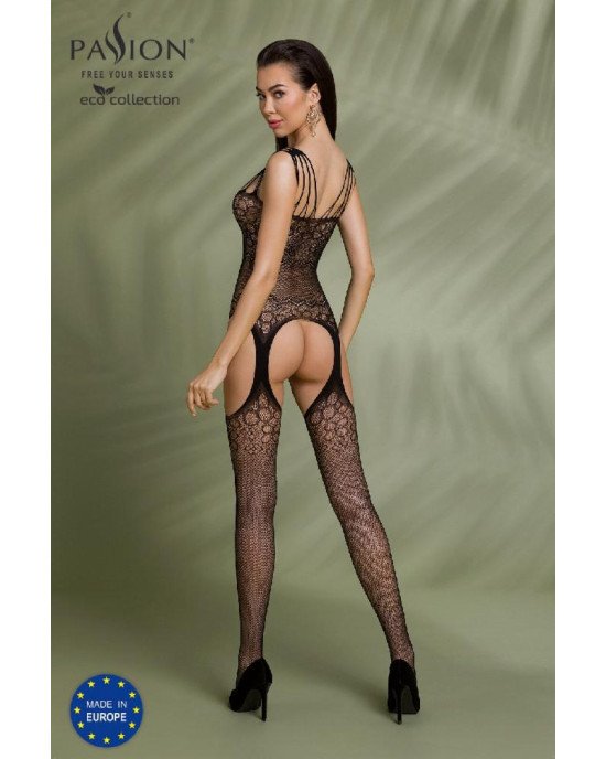 Бодістокінг Passion ECO BS004 black, відкритий доступ, імітація підв’язок, квітковий декор Бодістокінг Passion ECO BS004 black, відкритий доступ, імітація підв’язок, квітковий декор