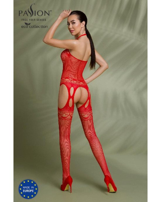 Бодістокінг Passion ECO BS006 red, з доступом, халтер, імітація підв’язок Бодістокінг Passion ECO BS006 red, з доступом, халтер, імітація підв’язок