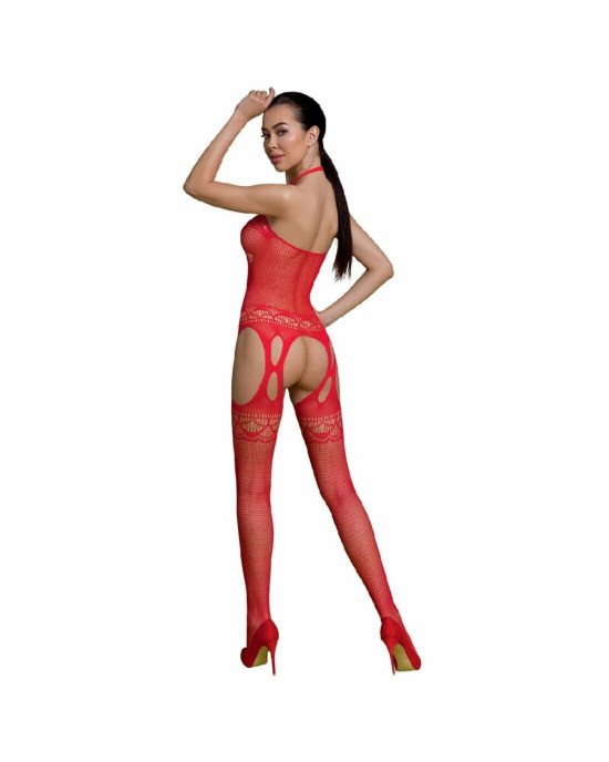 Бодістокінг Passion ECO BS006 red, з доступом, халтер, імітація підв’язок Бодістокінг Passion ECO BS006 red, з доступом, халтер, імітація підв’язок