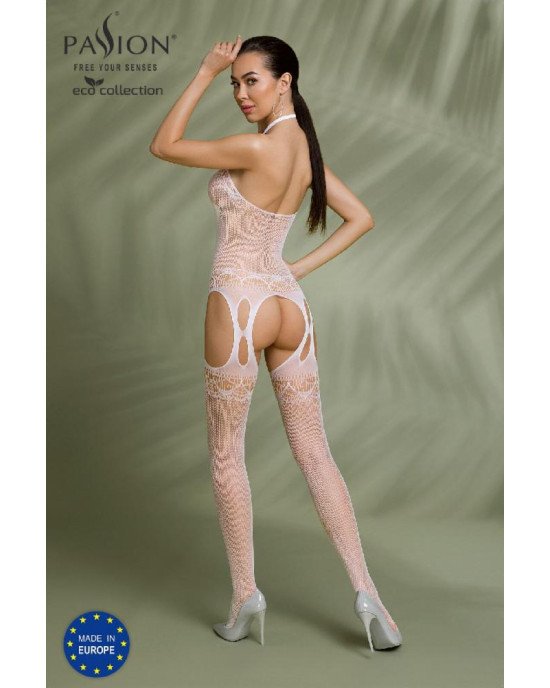 Бодістокінг Passion ECO BS006 white, з доступом, халтер, імітація підв’язок Бодістокінг Passion ECO BS006 white, з доступом, халтер, імітація підв’язок