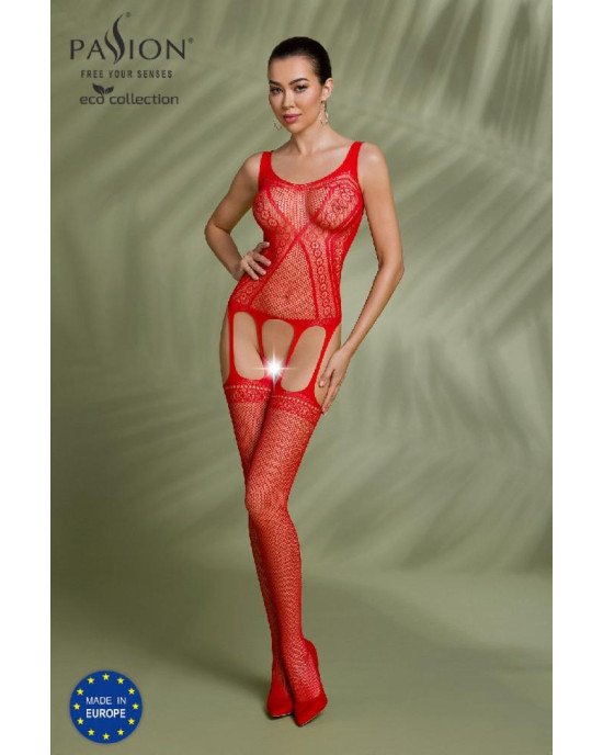 Бодістокінг Passion ECO BS007 red, з доступом, силуетний малюнок, імітація підв’язок Бодістокінг Passion ECO BS007 red, з доступом, силуетний малюнок, імітація підв’язок