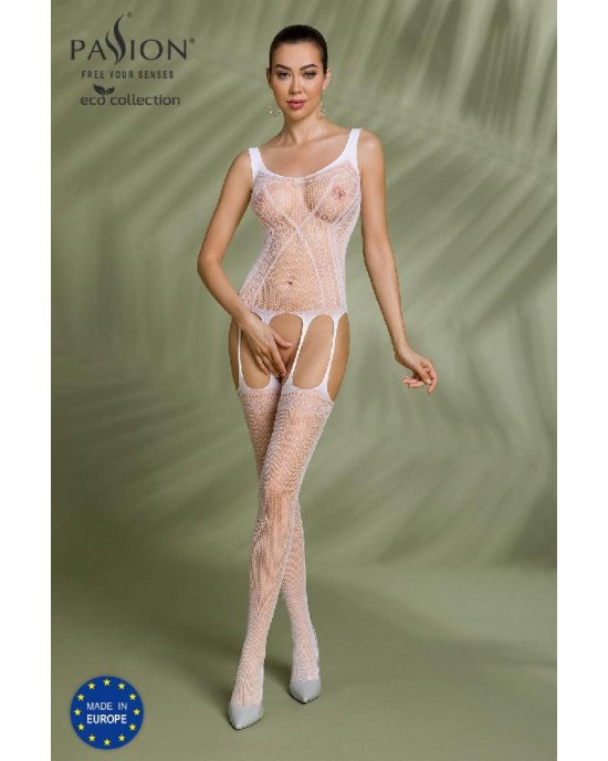Бодістокінг Passion ECO BS007 white, з доступом, силуетний малюнок, імітація підв’язок Бодістокінг Passion ECO BS007 white, з доступом, силуетний малюнок, імітація підв’язок