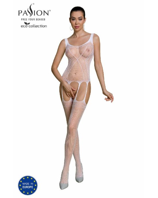 Бодістокінг Passion ECO BS007 white, з доступом, силуетний малюнок, імітація підв’язок Бодістокінг Passion ECO BS007 white, з доступом, силуетний малюнок, імітація підв’язок