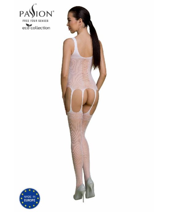 Бодістокінг Passion ECO BS007 white, з доступом, силуетний малюнок, імітація підв’язок Бодістокінг Passion ECO BS007 white, з доступом, силуетний малюнок, імітація підв’язок