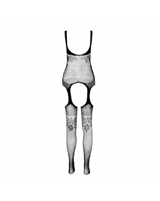 Бодістокінг Passion ECO BS008 black, з доступом, флористичний декор, імітація підв’язок Бодістокінг Passion ECO BS008 black, з доступом, флористичний декор, імітація підв’язок