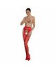 Еротичні колготки-бодістокінг Passion ECO S002 red, з доступом, геометричне плетіння