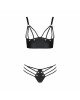 Комплект з екошкіри Passion Malwia Bikini 4XL/5XL black, з люверсами та ремінцями, бра, трусики Комплект з екошкіри Passion Malwia Bikini 4XL/5XL black, з люверсами та ремінцями, бра, трусики