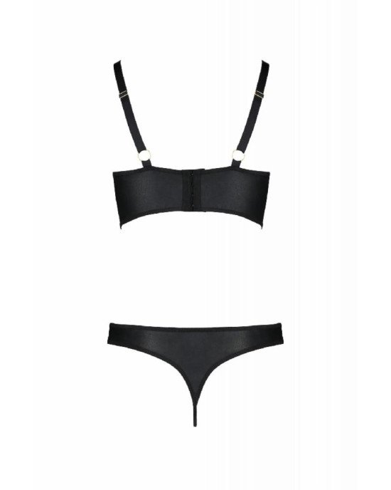 Комплект з екошкіри Passion Malwia Bikini 6XL/7XL black, з люверсами та ремінцями, бра, трусики Комплект з екошкіри Passion Malwia Bikini 6XL/7XL black, з люверсами та ремінцями, бра, трусики