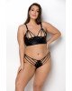 Комплект з екошкіри Passion Malwia Bikini 6XL/7XL black, з люверсами та ремінцями, бра, трусики Комплект з екошкіри Passion Malwia Bikini 6XL/7XL black, з люверсами та ремінцями, бра, трусики