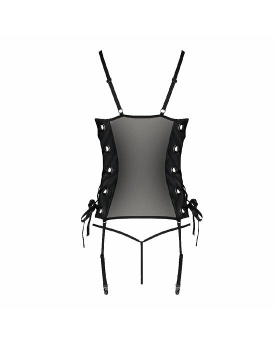 Сітчастий корсет з екошкіри Passion Malwia Corset 6XL/7XL black, з люверсами та знімними пажами Сітчастий корсет з екошкіри Passion Malwia Corset 6XL/7XL black, з люверсами та знімними пажами