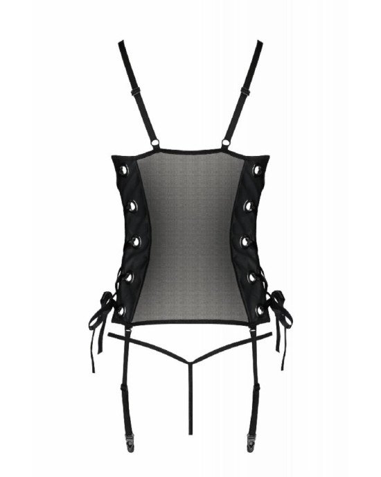 Сітчастий корсет з екошкіри Passion Malwia Corset 6XL/7XL black, з люверсами та знімними пажами Сітчастий корсет з екошкіри Passion Malwia Corset 6XL/7XL black, з люверсами та знімними пажами