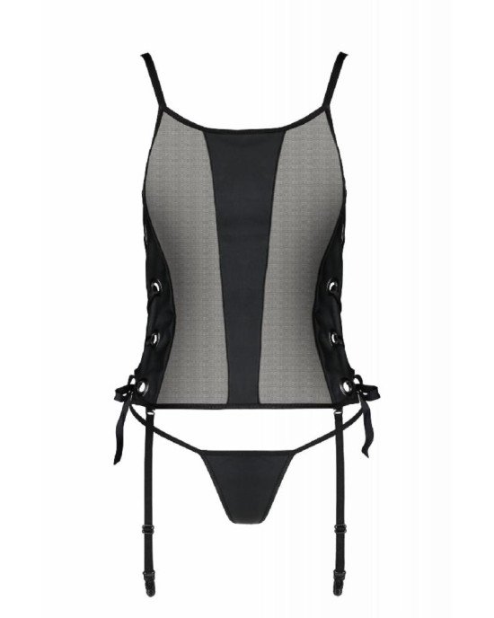 Сітчастий корсет з екошкіри Passion Malwia Corset 6XL/7XL black, з люверсами та знімними пажами Сітчастий корсет з екошкіри Passion Malwia Corset 6XL/7XL black, з люверсами та знімними пажами