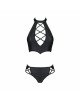 Комплект з екошкіри Passion Nancy Bikini 4XL/5XL black, бра та трусики з імітацією шнурівки Комплект з екошкіри Passion Nancy Bikini 4XL/5XL black, бра та трусики з імітацією шнурівки